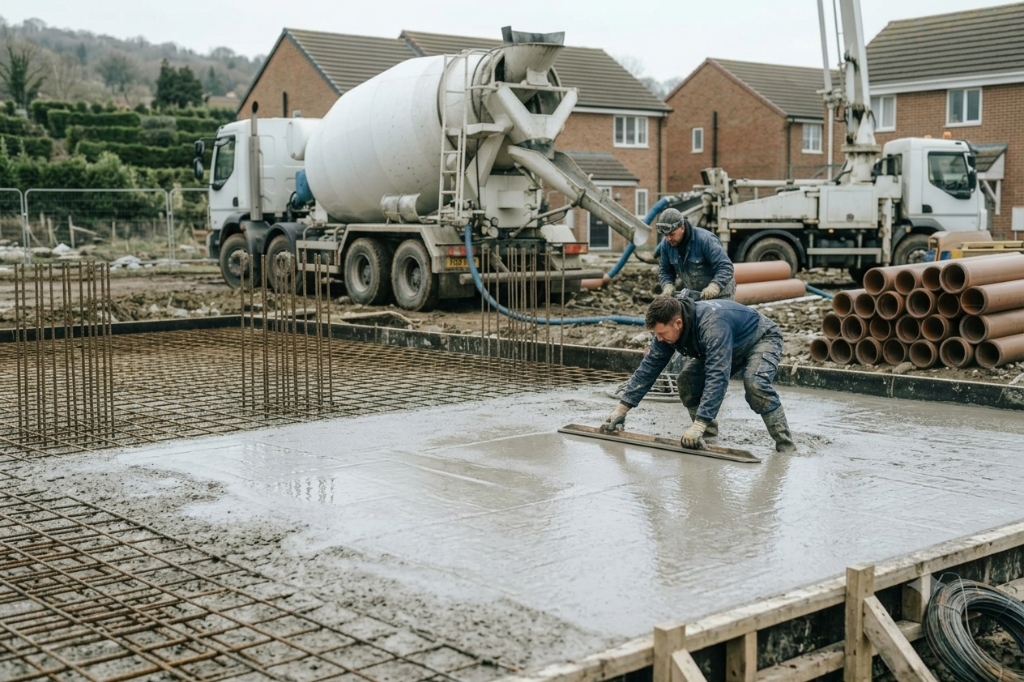 On-Site Ready Mix Concrete Slab Screeding and Pouring St Albans